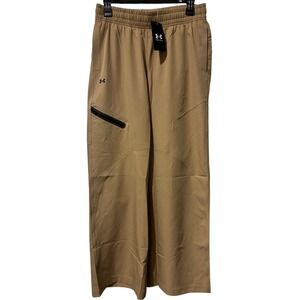 Under Armour Womens Unstoppable Wvn WL Pant Tan Loose Fit Size S